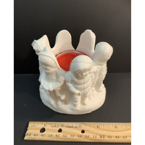 Avon Glow Of Christmas Candle Holder White Resin Caroling Children Floral Scent - Picture 10 of 14